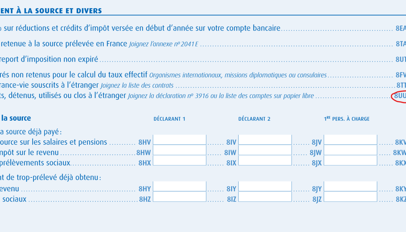 Case 8UU pré-cochée de la déclaration des revenus 2019